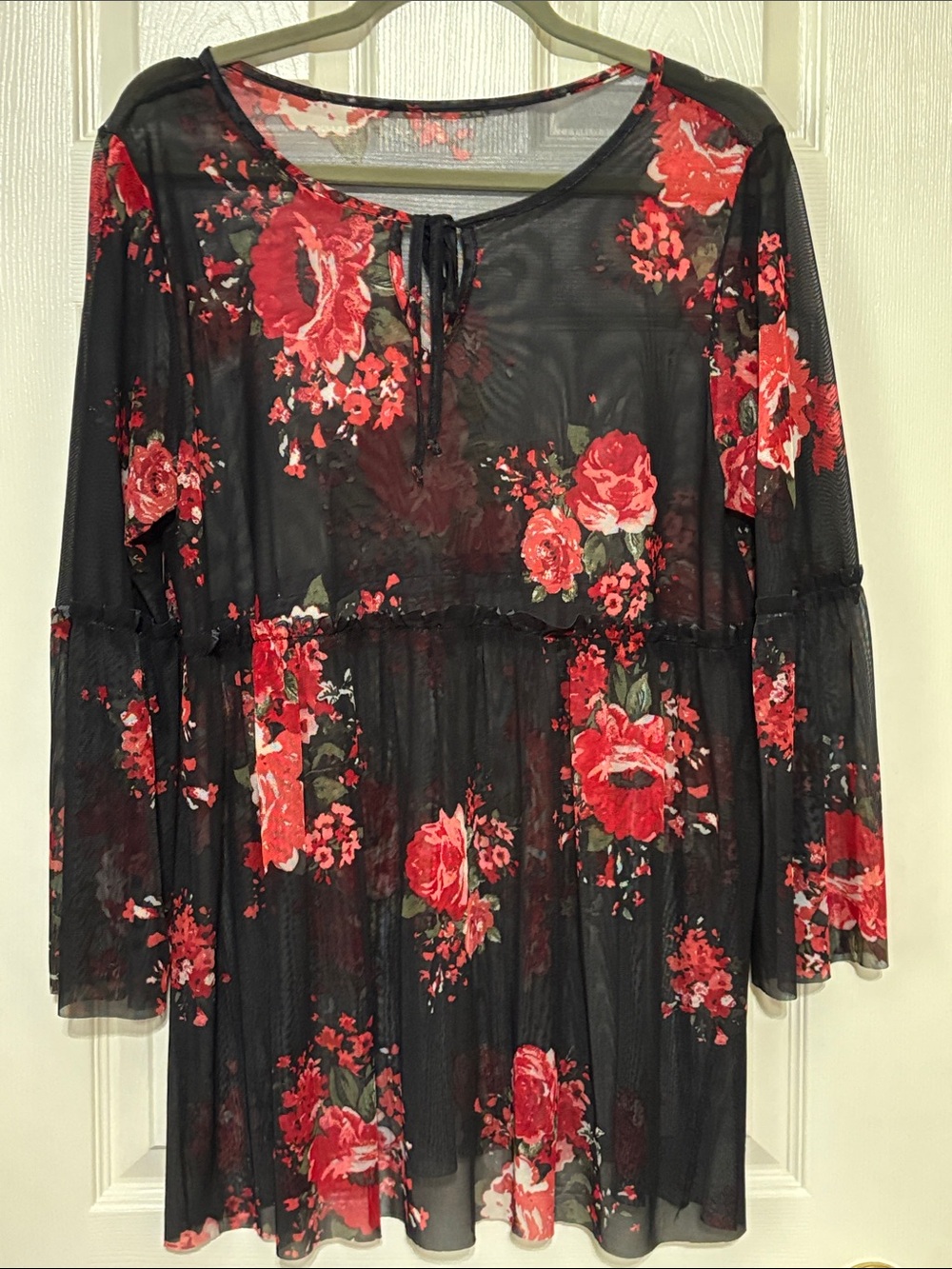 Mesh overlay tunic top